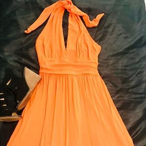Orange halter sundress.